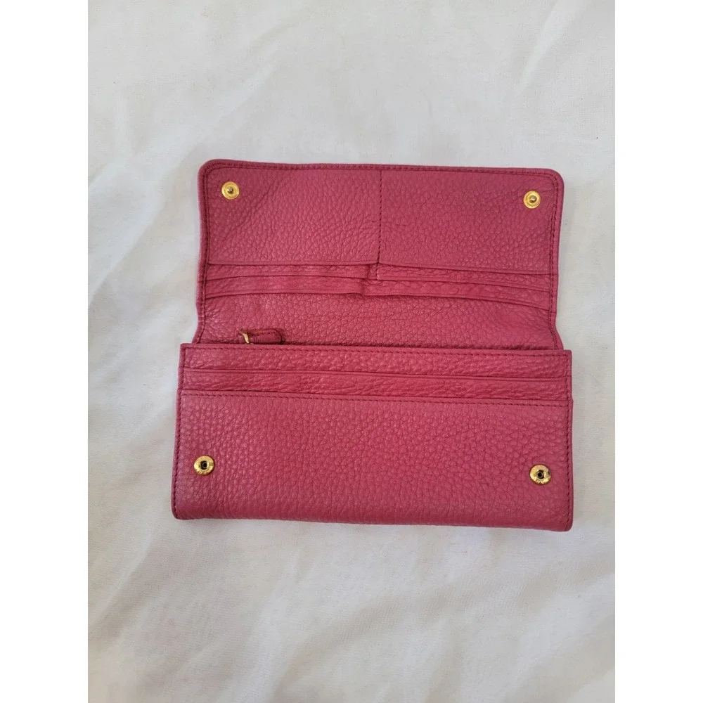 Prada Pink Pebbled Leather Continental Wallet CheckCheck Verified - Picture 4 of 16